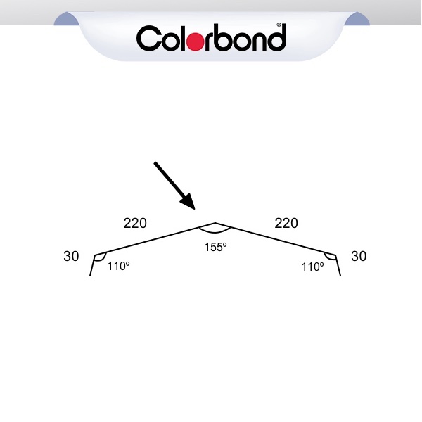 Ridge Capping Trimdek - 220mm (30x220x220x30 - 155deg) COLORBOND® logo