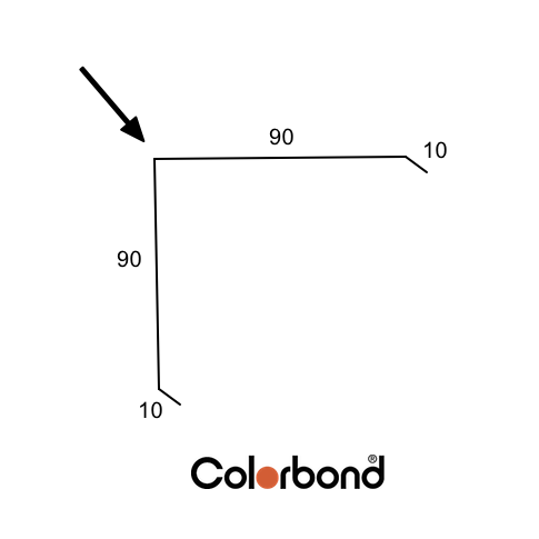 Corner Capping Flashing - (10x90x90x10) COLORBOND® logo