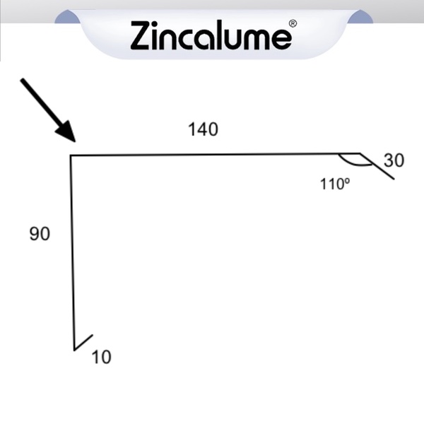 Barge Capping Trimdek 90mm - (10x90x140x30) ZINCALUME® logo
