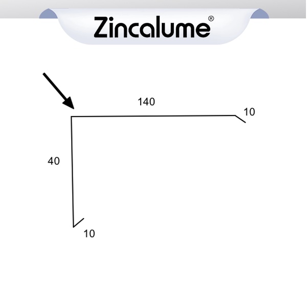 Barge Capping Corrugated 40mm - (10x40x140x10) ZINCALUME® logo