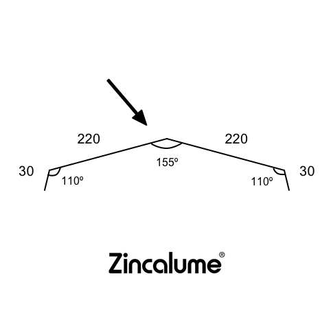 Ridge Capping Trimdek - 220mm (30x220x220x30 - 155deg) ZINCALUME® logo