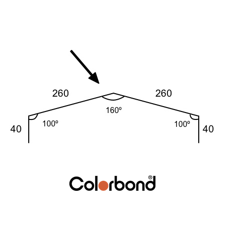 Flat Ridge Klip Lok - 260mm (40x260x260x40) COLORBOND® logo