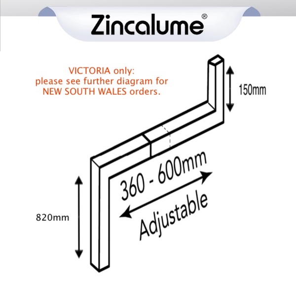 100 x 50 Downpipe Adjustable Offset ZINCALUME® logo