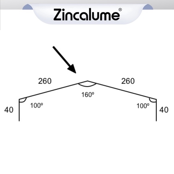 Flat Ridge Klip Lok - 260mm (40x260x260x40) ZINCALUME® logo