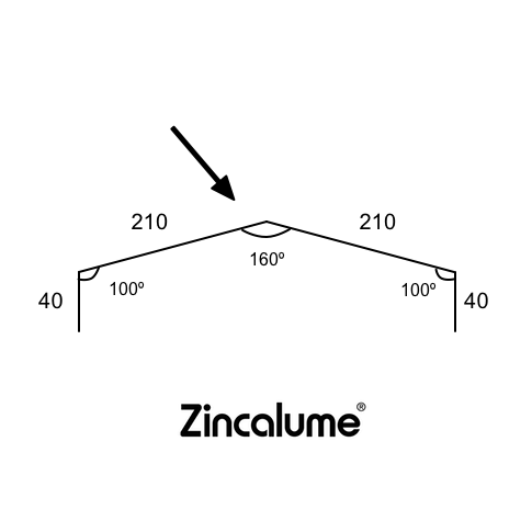 Flat Ridge Flashing Klip Lok - 210mm (40x210x210x40) ZINCALUME® logo