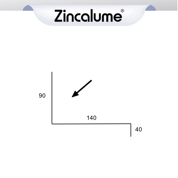 Apron Flashing - Klip Lok - 140mm - (90x140x40) ZINCALUME® logo