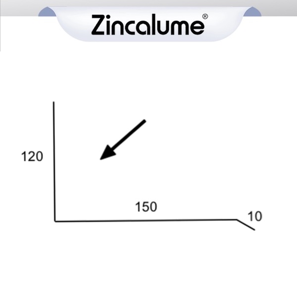 150mm Apron Flashing - (120x150x10) ZINCALUME® logo