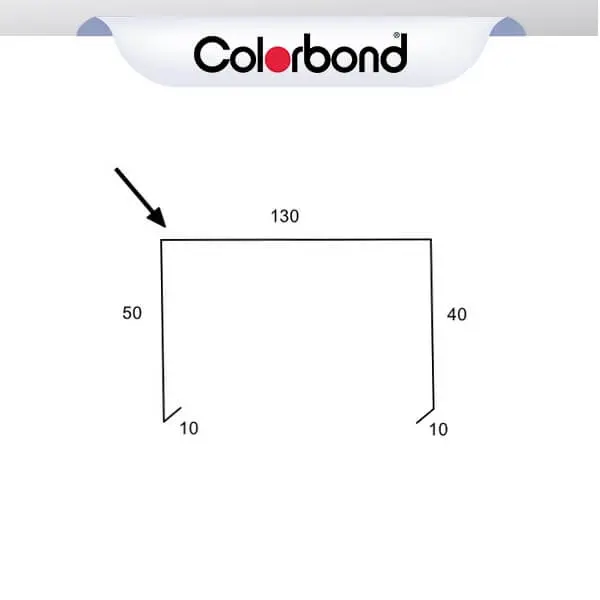Parapet Capping 130mm - (10x50x130x40x10) COLORBOND® logo