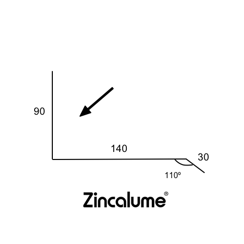 Apron Flashing Suit Trimdek - (90x140x30 - 110deg) ZINCALUME® logo