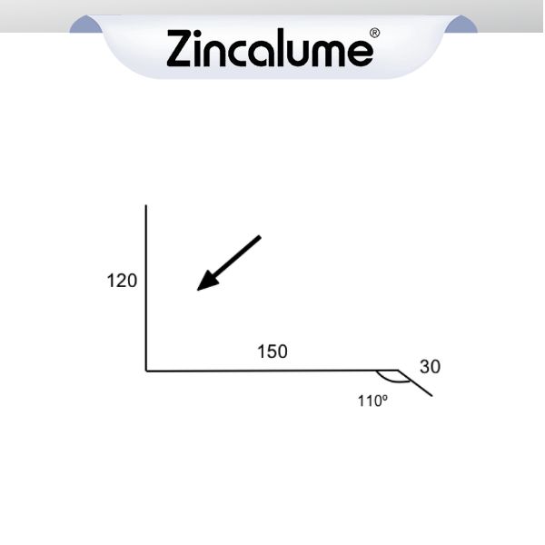 Apron Flashing - Trimdek 150mm (120x150x30 - 110deg) logo