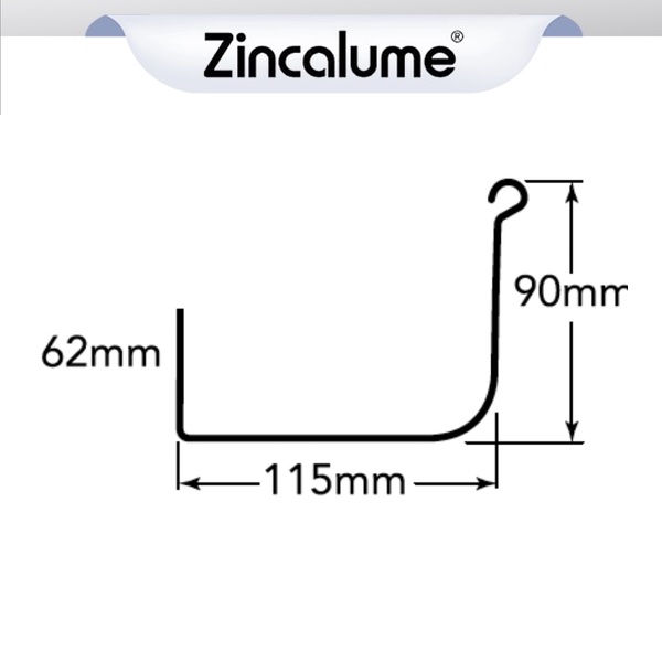 ZINCALUME® Quad Gutter 115mm Hi Front logo