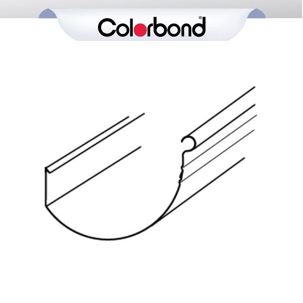 Diagram of Colorbond Half Round Flat Back Gutter - A high-quality gutter system designed with a half-round shape.