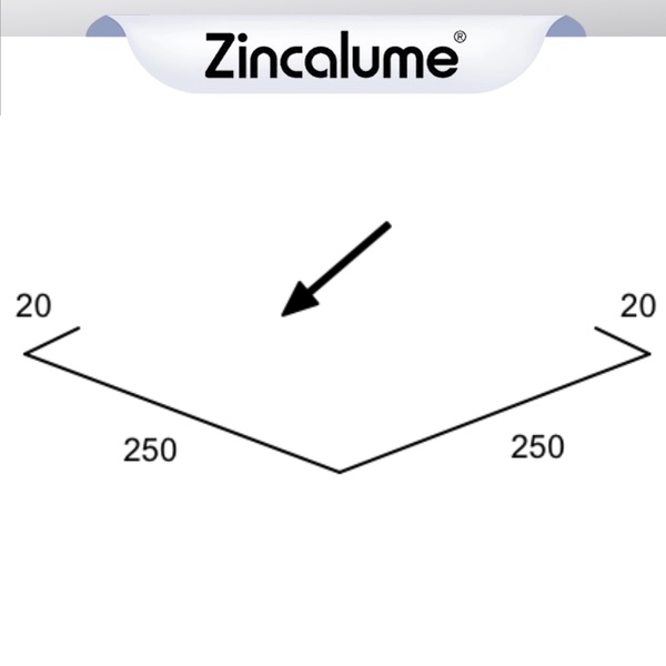 Valley Gutter Flashing .55bmt 250mm (10x250x250x10) ZINCALUME® logo