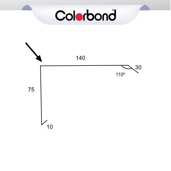 Barge Capping Trimdek 75mm - (10x75x140x30) COLORBOND® logo