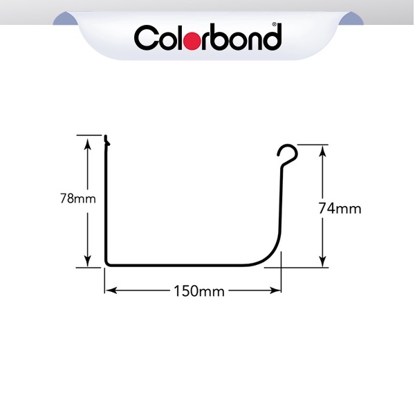 Quad Gutter 150mm LOW Front COLORBOND® logo