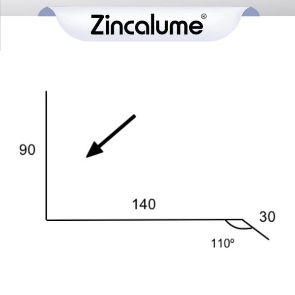 Apron Flashing Suit Trimdek - (90x140x30 - 110deg) ZINCALUME® logo