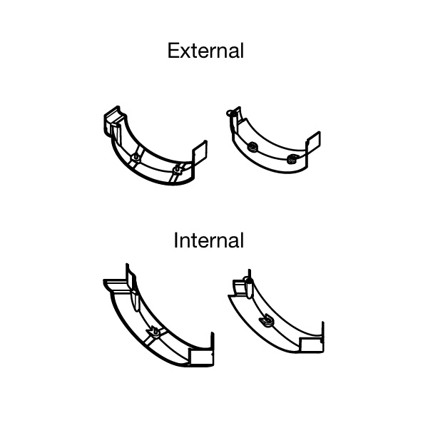 Cast Corner suit Half Round Flat Back Gutter 90 degrees. EXTERNAL or INTERNAL logo