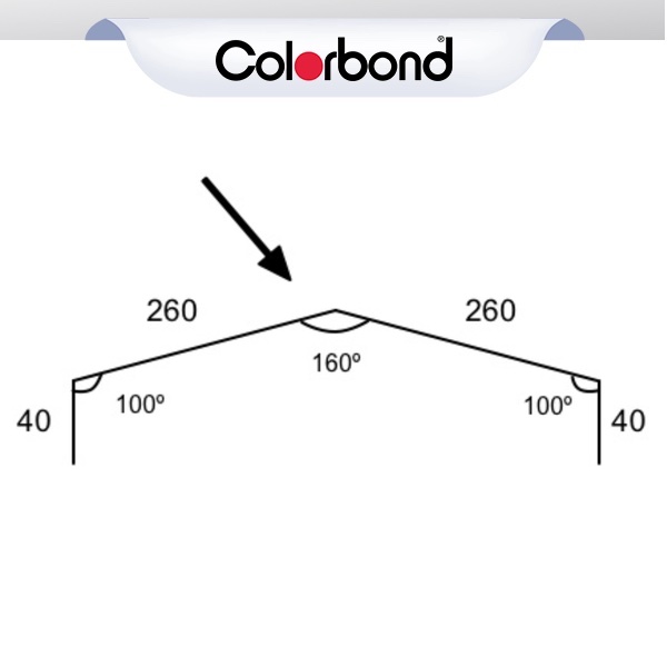 Flat Ridge Klip Lok - 260mm (40x260x260x40) COLORBOND® logo